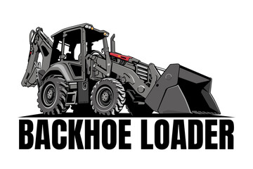 backhoe loader illustration logo design icon vector art