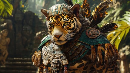 Jaguar Warrior: Mayan Inspired Digital Art