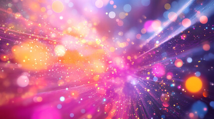 Colorful bursts of light create a mesmerizing abstract scene at night. 