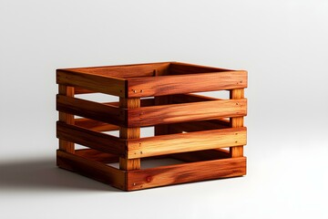 Rustic Wooden Crate with Warm Natural Finish for Storage and Decoration