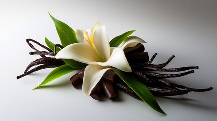 Vanilla Bean, Lily, and Chocolate: A Luxurious Still Life