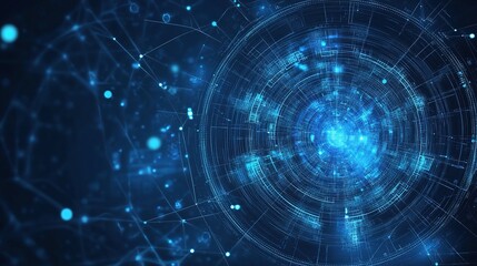 Obraz premium Abstract Blue Background with Geometric Shapes and Technology Design