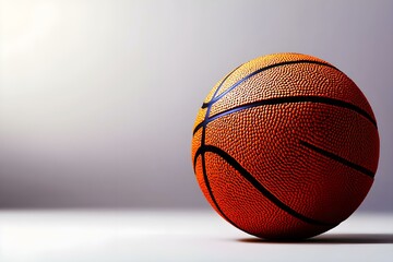 Obraz premium Close-Up View of a Single Basketball on a Smooth Surface with Gradient Background for Sports and Fitness Themes