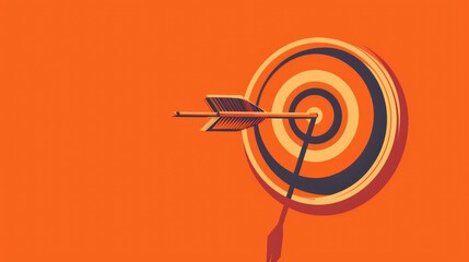 A stylized bullseye with an arrow hitting the center on an orange background.