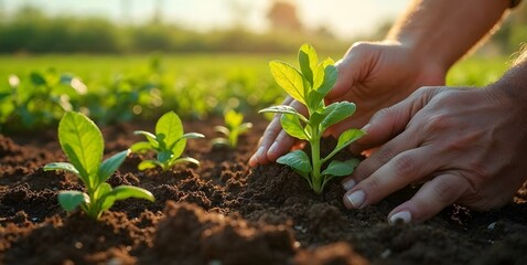 Fototapeta premium Planting a Seed: Nurturing New Life in the Soil
