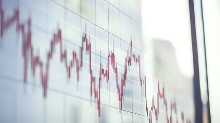 Red Line Graph Showing Financial Decline on Grid Background