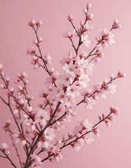 Obraz premium Delicate Pink Almond Blossoms Against a Soft Pink Background