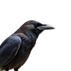 Fototapeta premium black raven crow on white background - bird generation -