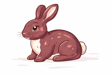 Obraz premium Cute cartoon rabbit sitting quietly with soft fur, large expressive eyes, and a gentle demeanor, ideal for children's illustrations