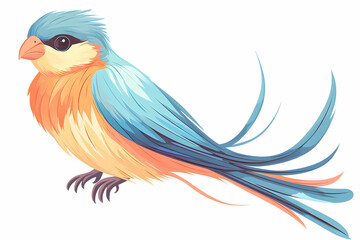 Obraz premium Vibrant Blue and Orange Bird Illustration with Long Feathers and Detailed Features in a Bright Color Palette
