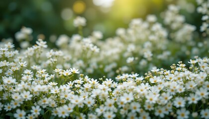White Daisies Blooming In A Lush Green Garden