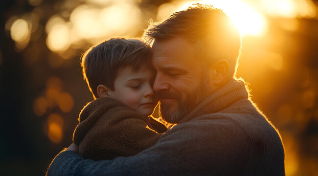 portrait of a smiling farther and son