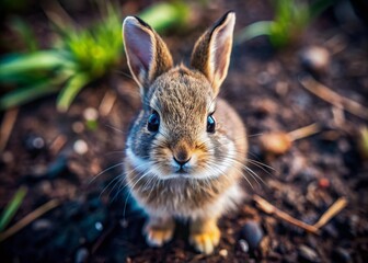 Fototapeta premium Cute Baby Bunny Drone Photo Line Art Black and White