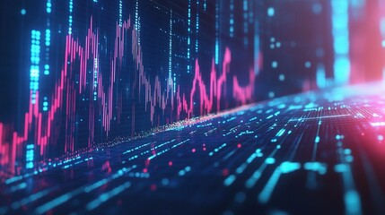 Abstract Financial Graph with Uptrend Lines and Arrows Visualization