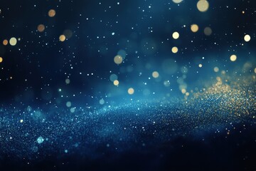 Obraz premium Glittering Blue and Gold Background with Bokeh Lights for Stunning Graphic Design and Creative Projects