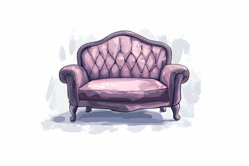 Elegant Vintage Pink Couch with Tufted Backrest and Curved Arms in a Minimalist Space Setting