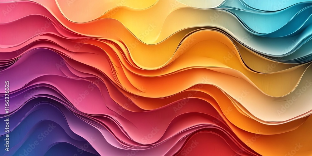 Poster A vibrant abstract wave pattern showcasing flowing colors in a dynamic design.