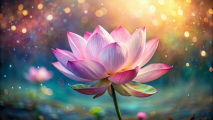 Double Exposure Pink Lotus Blossom Watercolor Art
