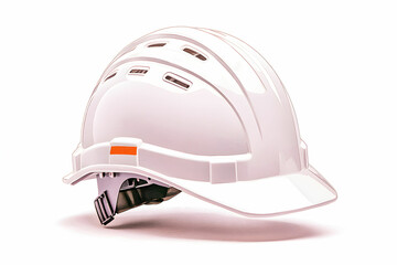 Fototapeta premium Bright White Safety Helmet with Ventilation for Construction and Industrial Use, Isolated on a Clean Background