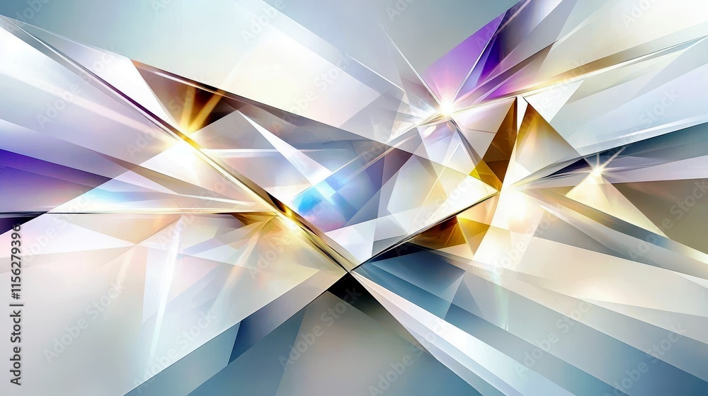 Poster colorful abstract background with geometric shapes and light flare effects creating dynamic textures