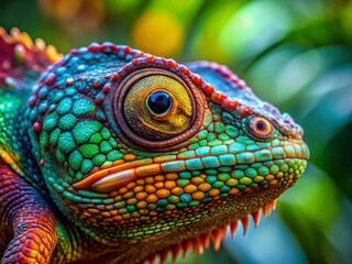 Obraz premium Drone Shot: Chameleon Color Change Close-up