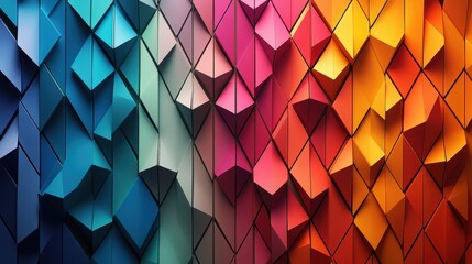 Obraz premium Vibrant Abstract Geometric Background Featuring Colorful Triangles in Dynamic Arrangement Creating a Bold and Modern Visual Experience for Design