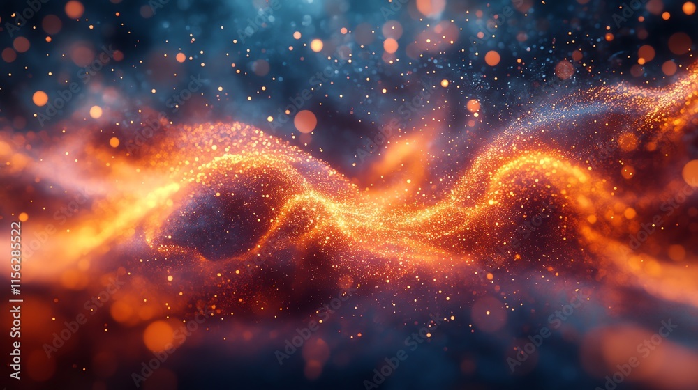 Poster abstract swirling patterns of light and color, resembling cosmic energy and movement.
