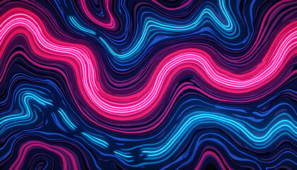 Obraz premium Dynamic Memphis Squiggles in Electric Pink and Blue Tones