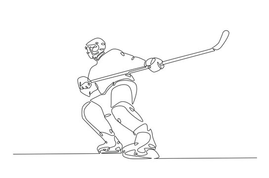 hockey player in action, single line drawing clip art preview