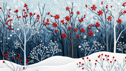 Embroidery Winter Background Wallpaper
