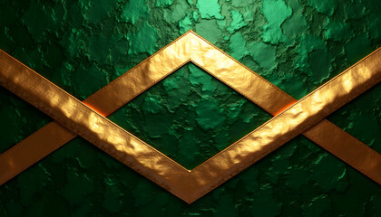 Art Deco Chevron Stripes with Emerald and Bronze Tones