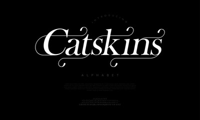 Catskins typography beauty fashion elegant minimalist serif italic fonts decorative wedding vintage retro logos. Minimal luxury font alphabet logo. Vector illustration