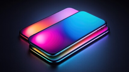 Two smartphones with vibrant gradient displays.