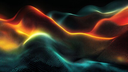 Fototapeta premium Abstract digital landscape with flowing waves and vibrant colors.