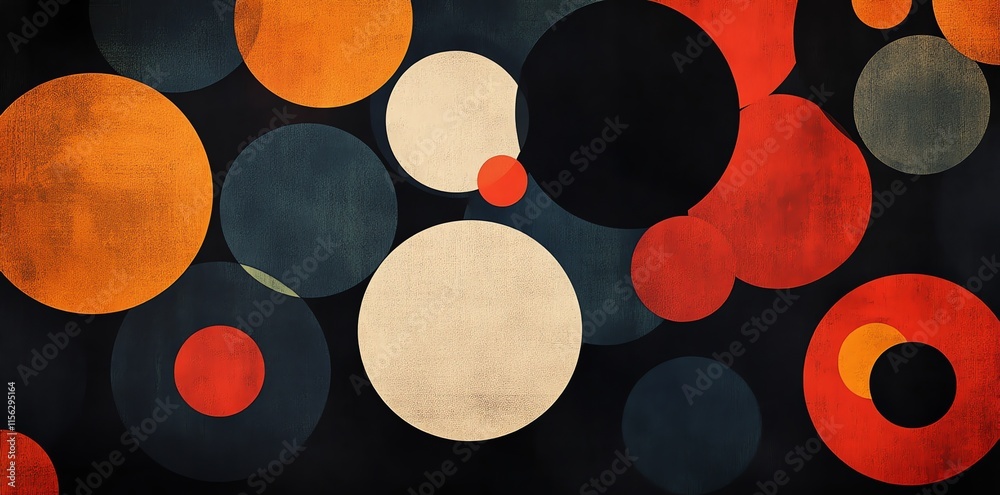 Aufkleber Abstract design featuring colorful overlapping circles on a dark background.