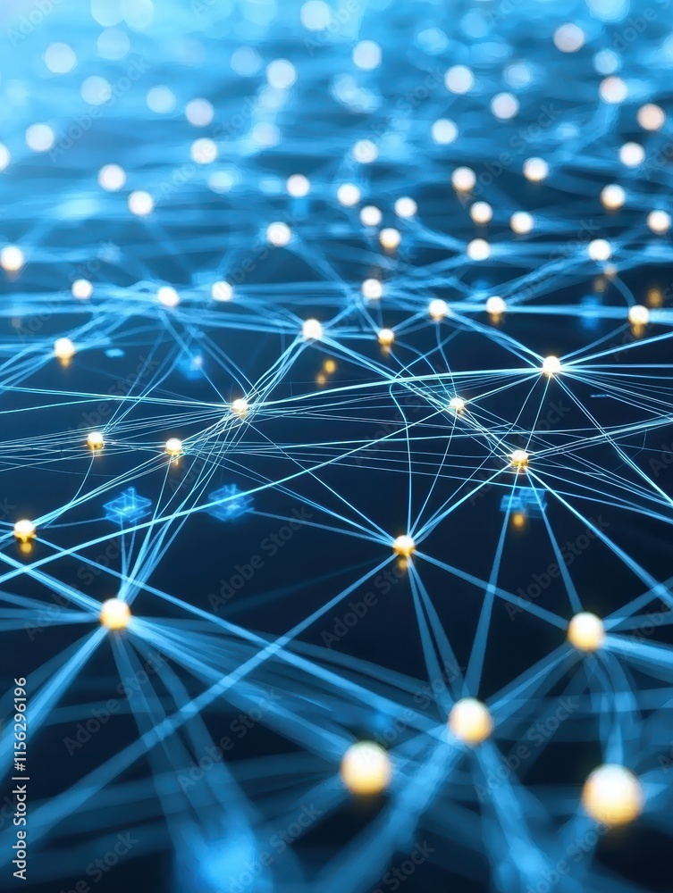 Poster abstract network design with glowing nodes and connecting lines
