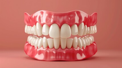 Obraz premium Perfect Smile Denture Model on Pink Background