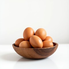 Brown eggs in a bowl isolated on white background
