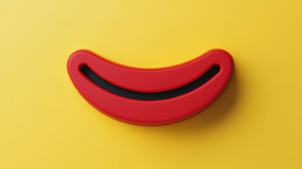 Fototapeta premium A Smiling Red Lips 3D Render on Yellow Background: Minimalist Digital Art