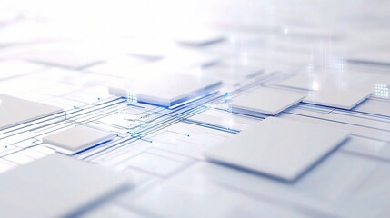 Modern Abstract Background with Blue Lines and White Shapes