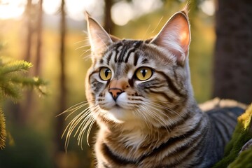 A stunning image of an American Wirehair cat in its natural habitat