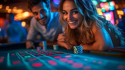 Couple Playing Roulette at a Casino