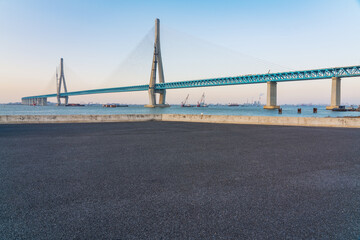 Suzhou Yangtze River Bridge and Yangtze River Expressway in Jiangsu Province, China on August 20, 2024