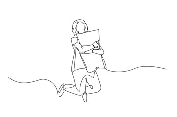 Woman sleeping on pillow bed continuous one line drawing. Sleeping woman in single line art illustration. Editable vector.