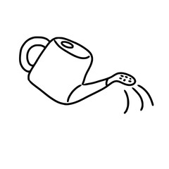 Gardening watering can outline black icon isolated hand drawn hobby free time and leisure