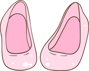 Whimsical Hand-Drawn Pink Heels. Vector  Illustration