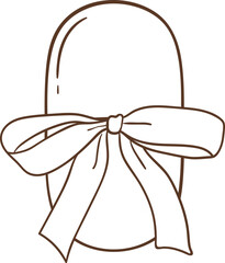 Whimsical Hand-Drawn Capsule with Bow. Vector  Illustration