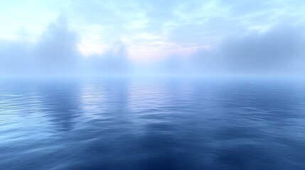 Fototapeta premium Serene Misty Water With Faint Landforms In The Distance