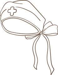 Whimsical Hand-Drawn Nurse Cap. Vector  Illustration