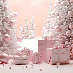 christmas tree with gift boxes